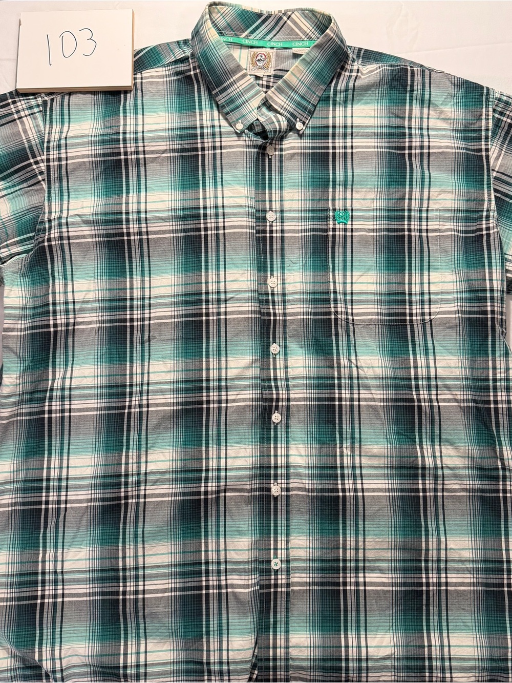 Izod Men’s Teal Plaid Button-Down Shirt